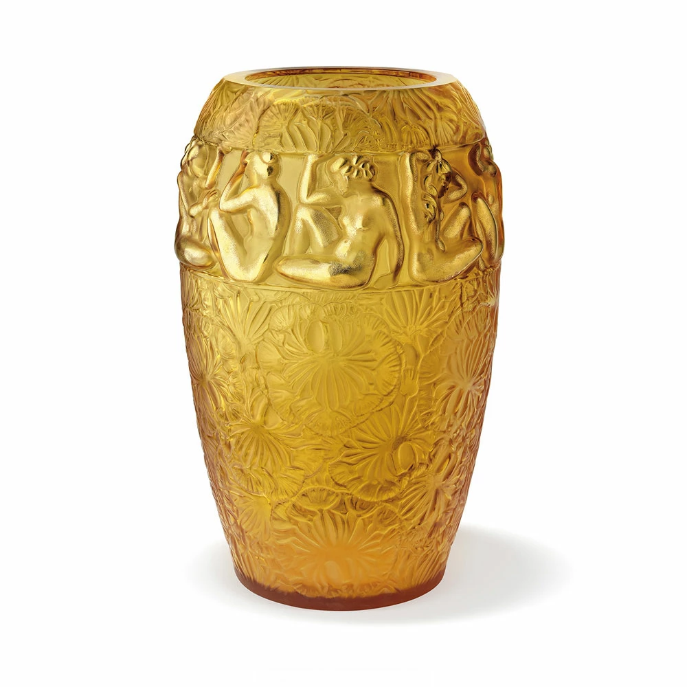 Lalique Angelique 19" Vase, Amber, Limited Edition 1 Lalique Angelique 19" Vase, Amber, Limited Edition