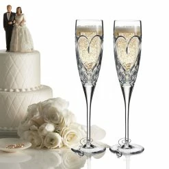 Waterford Crystal True Love Champagne Toasting Flutes, Pair