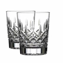 Waterford Crystal Lismore 12 Oz Double Old Fashion DOF Tumbler Glasses, Pair