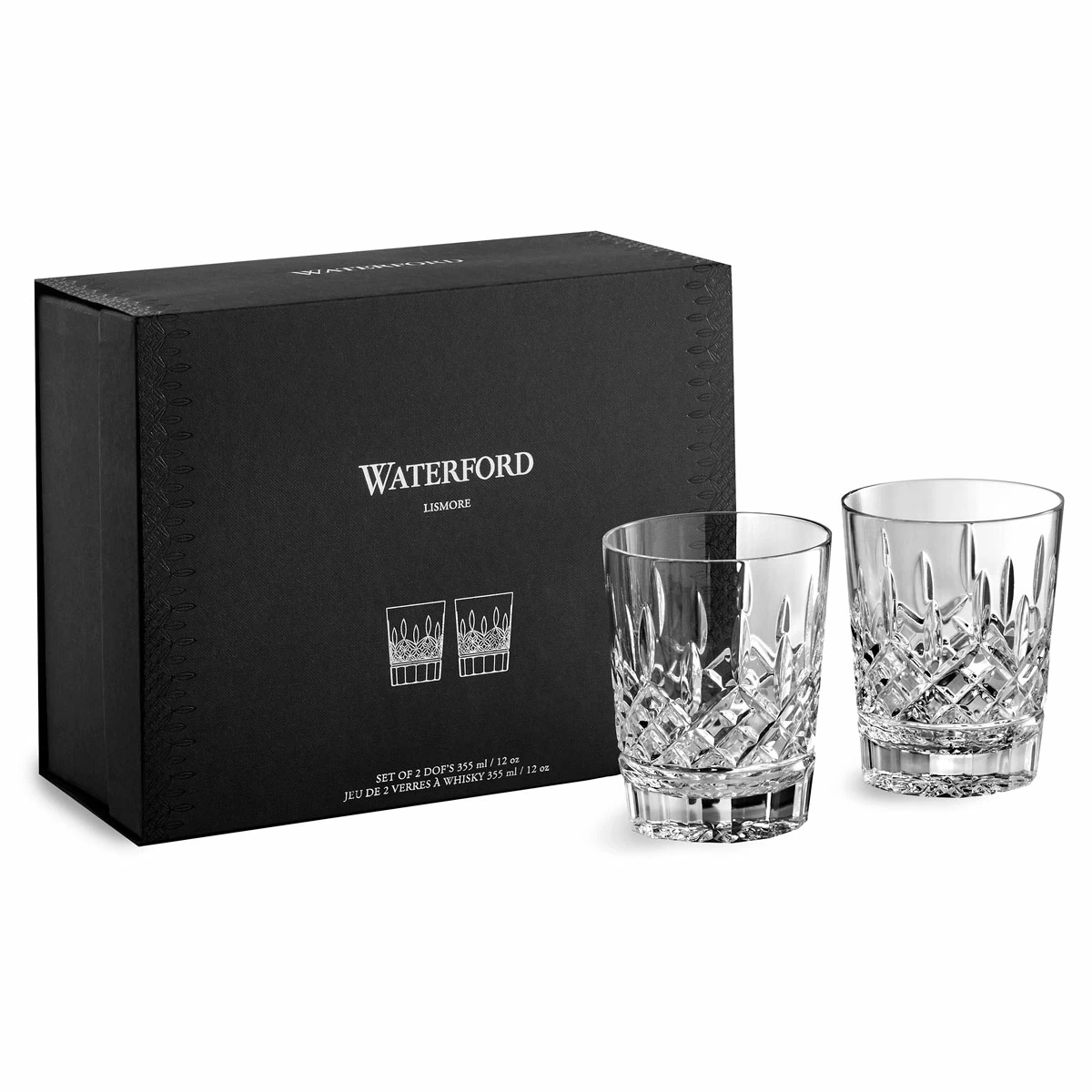 Waterford Crystal Lismore 12 Oz Double Old Fashion DOF Tumbler Glasses, Pair 6 Waterford Crystal Lismore 12 Oz Double Old Fashion DOF Tumbler Glasses, Pair - Image 6