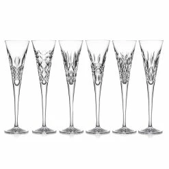 Waterford Crystal Waterford Heritage Toasting Flutes, Set Of Six, Alana, Araglin, Colleen, Irish Lace, Lismore And Powerscourt