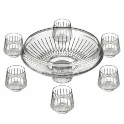 Waterford Crystal Waterford Mastercraft Lismore Arcus Punch Bowl And 6 Cup Set, Limited Edition