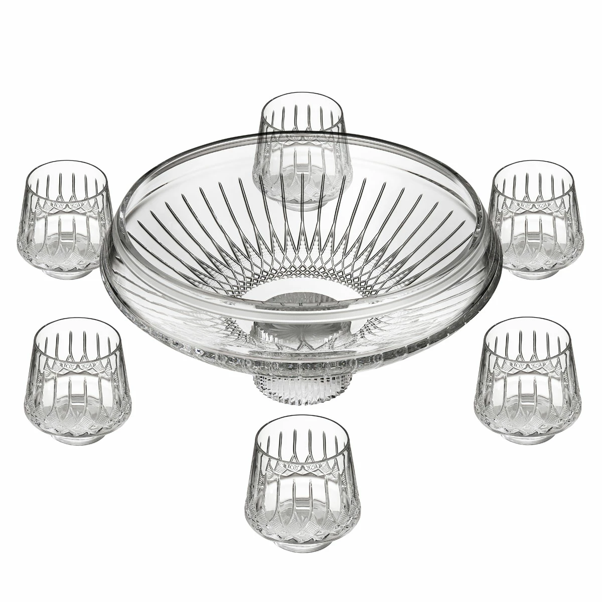 Waterford Crystal Waterford Mastercraft Lismore Arcus Punch Bowl And 6 Cup Set, Limited Edition 1 Waterford Crystal Waterford Mastercraft Lismore Arcus Punch Bowl And 6 Cup Set, Limited Edition