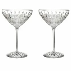 Waterford Crystal Waterford Mastercraft Irish Lace Martini Cocktail Pair