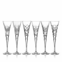 Waterford Crystal 2022 Winter Wonders Flutes Clear Mixed Set Of 6