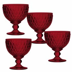 Villeroy And Boch 4" Boston Colored Champagne, Dessert Bowl Red Set Of 4
