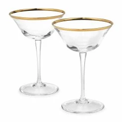 Aerin Sophia Gold Champagne Cocktail Coupe Glasses, Pair