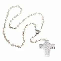 Cashs Crystal Cashs Ireland, Rosary Pearl Beads With St. Patrick's Crystal Cross