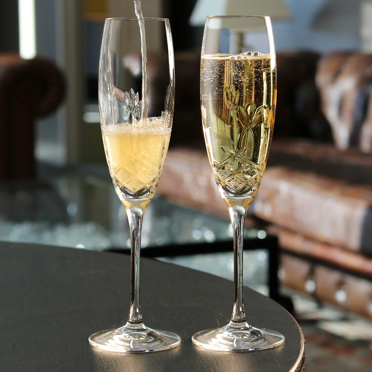 Cashs Crystal Cashs Ireland Hawthorne Fairy Champagne Toasting Flutes, Pair 2 Cashs Crystal Cashs Ireland Hawthorne Fairy Champagne Toasting Flutes, Pair - Image 2