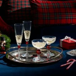 Baccarat Crystal Baccarat Harcourt Eve Champagne Flutes, Red Knob, Pair -Home Kitchen Shop 2807194B a5