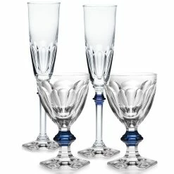 Baccarat Crystal Baccarat Harcourt Eve Champagne Flutes, Blue Knob, Pair -Home Kitchen Shop 2811092B a3