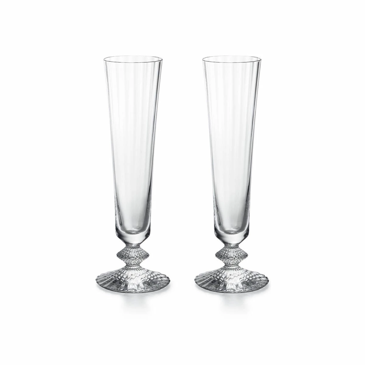 Baccarat Crystal Baccarat Mille Nuits Champagne Flutes, Pair 1 Baccarat Crystal Baccarat Mille Nuits Champagne Flutes, Pair