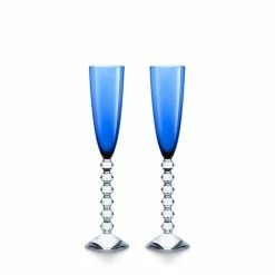 Baccarat Crystal, Vega Flutissimo Crystal Flute Blue, Pair