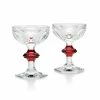 Baccarat Crystal Baccarat Harcourt Champagne, Cocktail Coupe Red Knob Glasses, Pair
