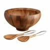 Nambe Mills, Inc. Nambe Metal And Wood Yaro Salad Bowl With Servers