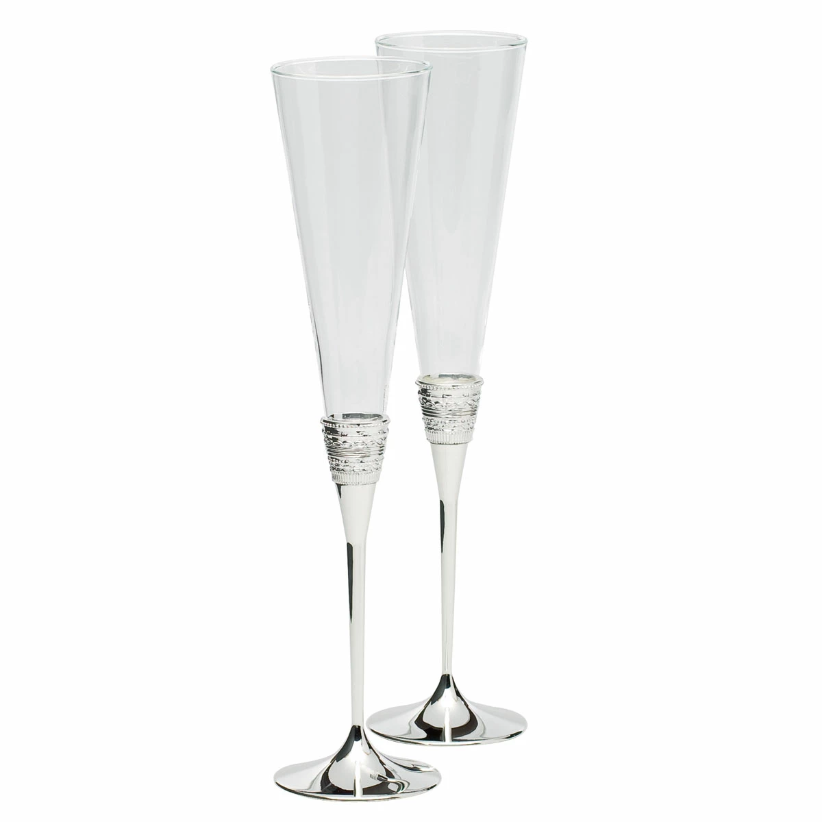 Wedgwood China Vera Wang Wedgwood, With Love Silver Toasting Crystal Flutes, Pair 1 Wedgwood China Vera Wang Wedgwood, With Love Silver Toasting Crystal Flutes, Pair