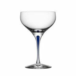 Orrefors Kosta Boda Orrefors Intermezzo Blue Saucer Coupe Champagne Cocktail Glass, Single