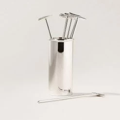 Ralph Lauren Ellery Cocktail Pics With Holder, Silver Set