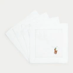 Ralph Lauren Polo Player Cocktail Napkin, Set Of 4, White