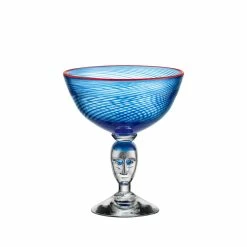 Orrefors Kosta Boda Kosta Boda 8" Red Rim Brains Blue Footed Crystal Bowl