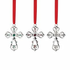 Lenox Christmas Mini Metal Cross Ornament Set Of 3
