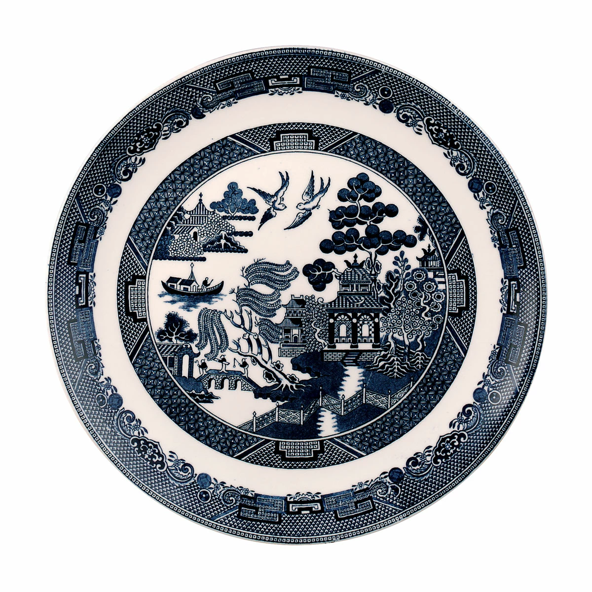 Wedgwood China Johnson Brothers Willow Blue Dinner Plate 11", Single 1 Wedgwood China Johnson Brothers Willow Blue Dinner Plate 11", Single