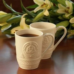 Belleek Pottery LTD Belleek Celtic Coffee Mugs, Pair 5 Belleek Pottery LTD Belleek Celtic Coffee Mugs, Pair -Home Kitchen Shop B4138 blk claddagh mugs1200