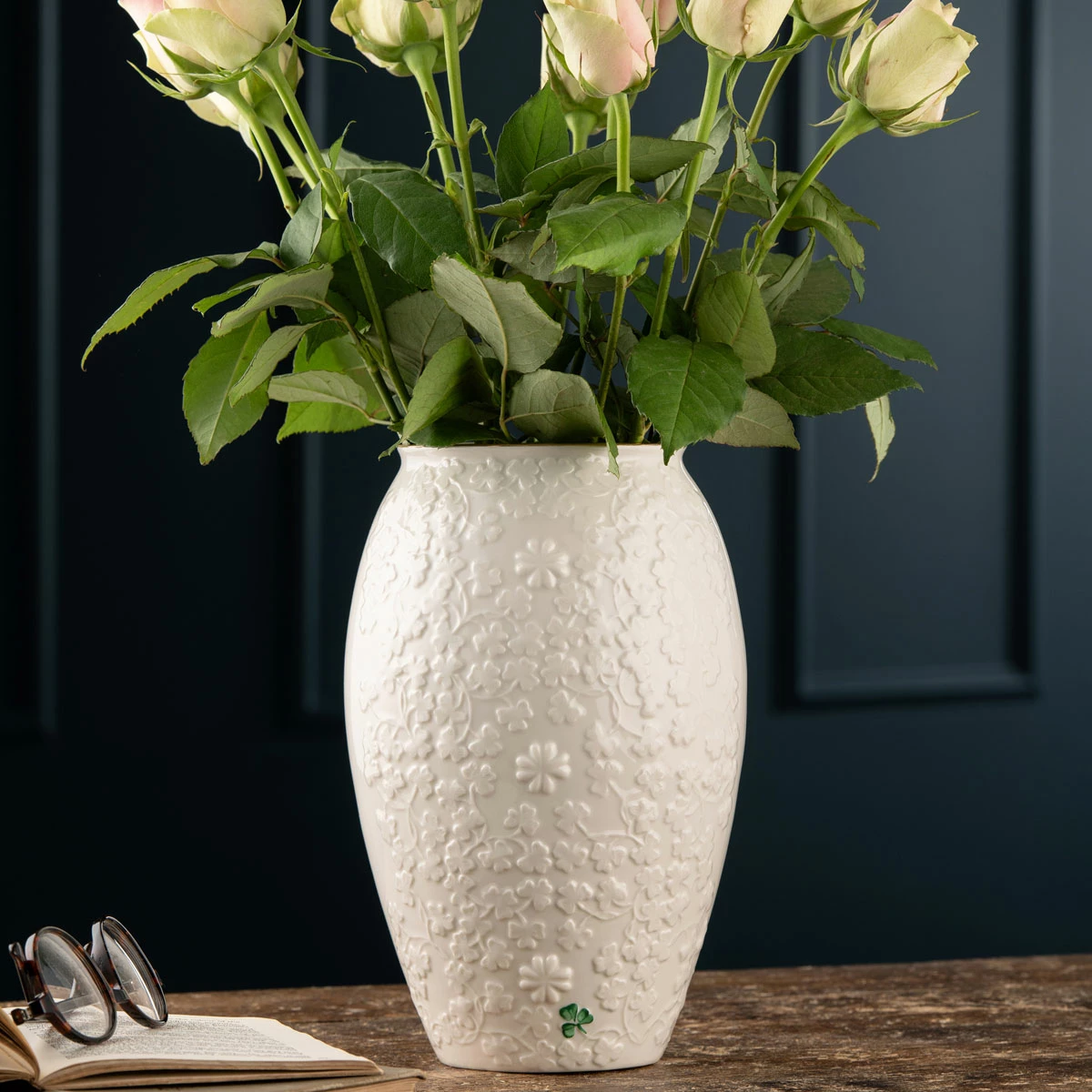 Belleek Pottery LTD Belleek 10" Field Of Shamrocks Vase 3 Belleek Pottery LTD Belleek 10" Field Of Shamrocks Vase - Image 3