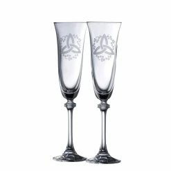 Belleek Pottery LTD Galway Trinity Knot Shamrock Liberty Flute Pair