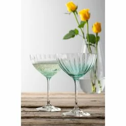 Belleek Pottery LTD Galway Erne Cocktail, Saucer Champagne Pair In Aqua -Home Kitchen Shop G323022 a2