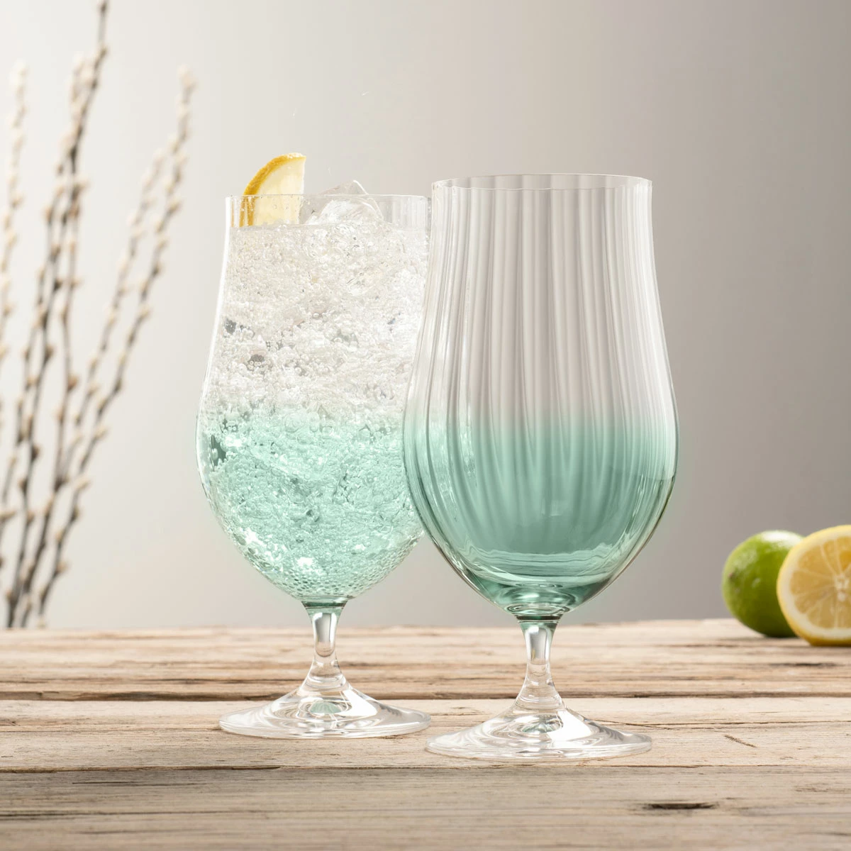 Belleek Pottery LTD Galway Erne Craft Beer, Cocktail Pair In Aqua 2 Belleek Pottery LTD Galway Erne Craft Beer, Cocktail Pair In Aqua - Image 2