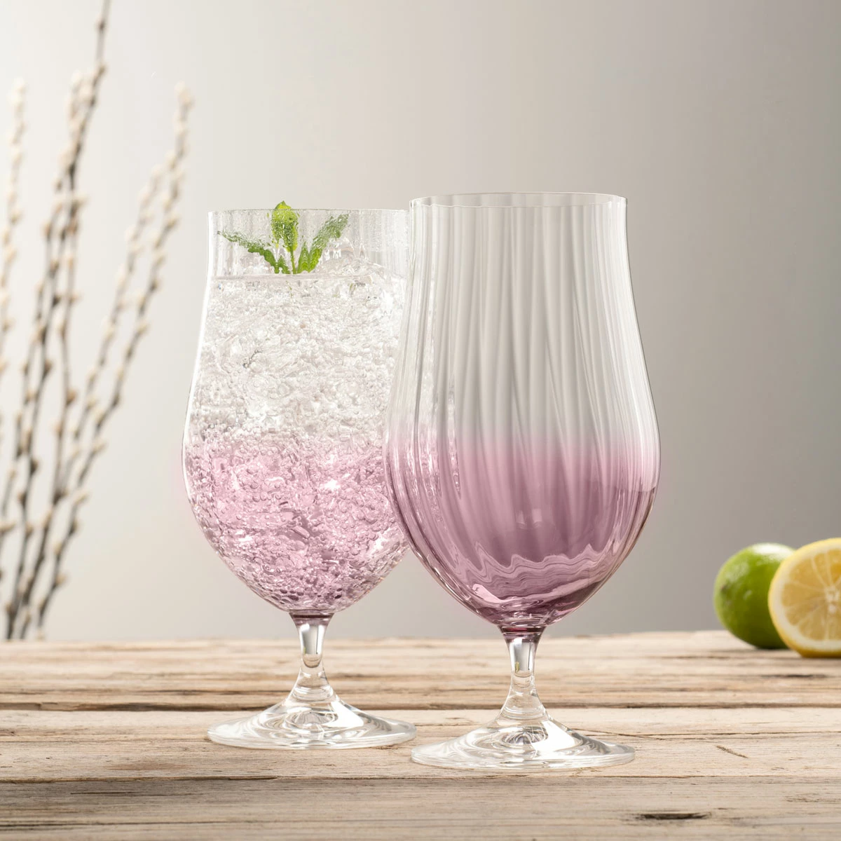 Belleek Pottery LTD Galway Erne Craft Beer, Cocktail Pair In Amethyst 2 Belleek Pottery LTD Galway Erne Craft Beer, Cocktail Pair In Amethyst - Image 2