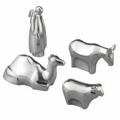 Nambe Mills, Inc. Nambe Christmas Nativity Shepherd And Animals, 4 Piece Set