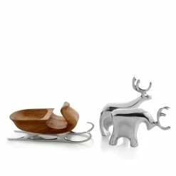 Nambe Mills, Inc. Nambe Christmas Sleigh With 2 Reindeer, 3 Piece Set -Home Kitchen Shop MT0133N a3