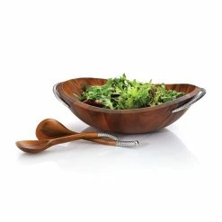 Nambe Mills, Inc. Nambe Metal And Wood Braid Salad Bowl With Servers