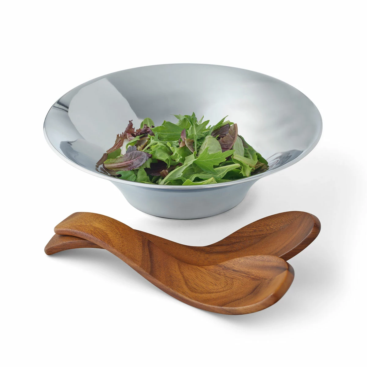 Nambe Mills, Inc. Nambe 13" Chillable Salad Bowl And Servers 2 Nambe Mills, Inc. Nambe 13" Chillable Salad Bowl And Servers - Image 2