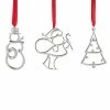 Nambe Mini Ornaments Santa,Tree, Snowman, Set Of Three