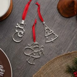 Nambe Mini Ornaments Santa,Tree, Snowman, Set Of Three -Home Kitchen Shop MT1423N a2