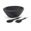 Nambe 10" Noir Wood Salad Bowl With Servers
