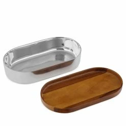 Nambe Mills, Inc. Nambe Oblong Nest 10" Bowl With Wood Lid -Home Kitchen Shop MT1526N a4