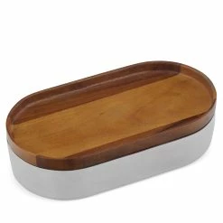 Nambe Mills, Inc. Nambe Oblong Nest 10" Bowl With Wood Lid -Home Kitchen Shop MT1526N a5