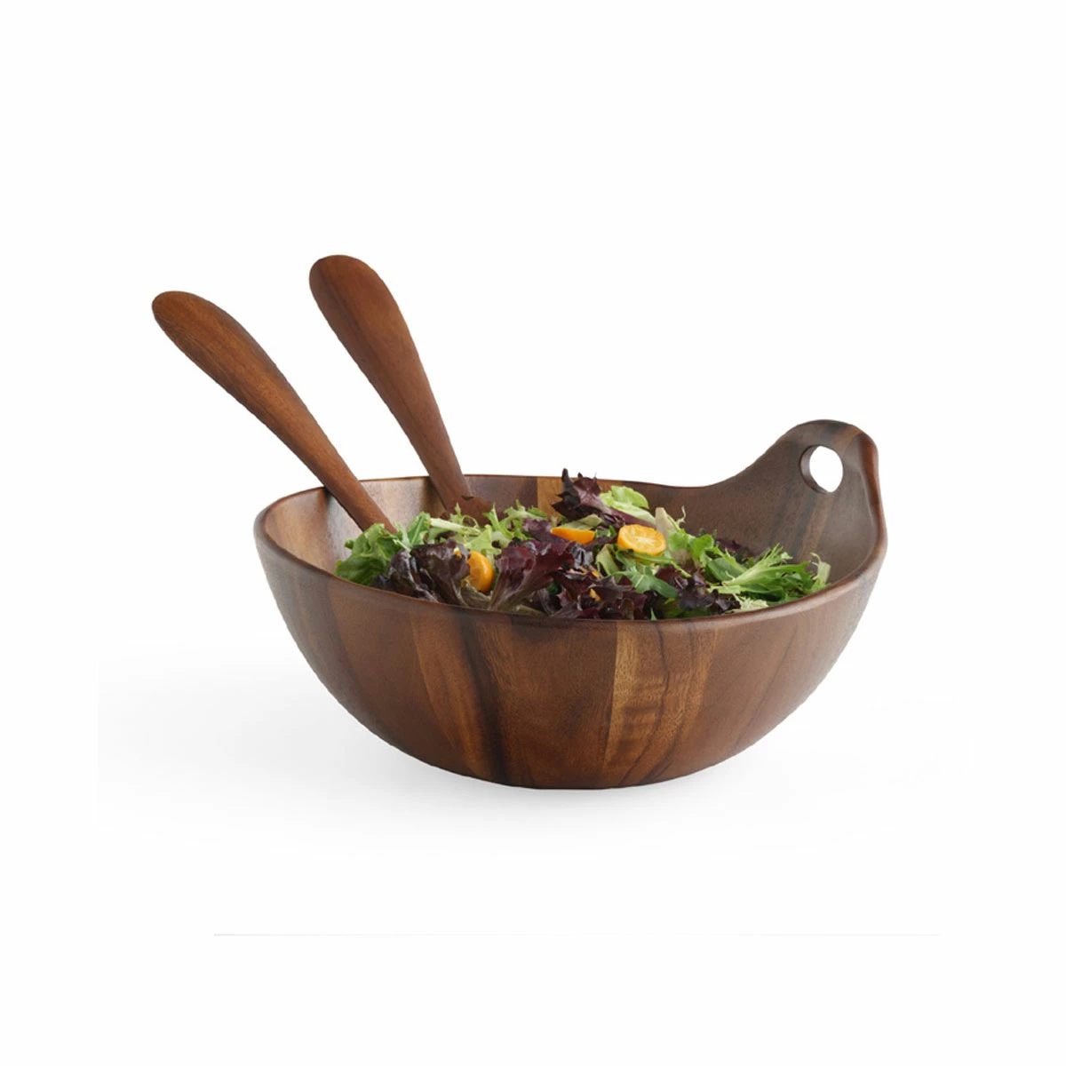 Nambe Mills, Inc. Nambe Portables Wood Salad Bowl With Servers 1 Nambe Mills, Inc. Nambe Portables Wood Salad Bowl With Servers