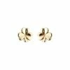 Cashs Crystal Cashs Ireland, 18K Gold-Plated Shamrock Pierced Earrings Pair
